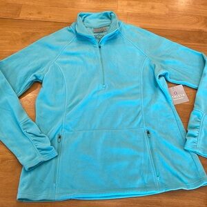 NWT Athleta Mission Fleece XL Teal Blue Soft Lightweight Half Zip Pullover